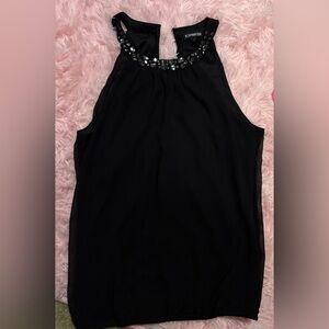 🖤 Express Black Sleeveless Halter 🔝 with Beaded Neckline